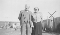 Hettie Wills, nee Cullum of The Wood, Mulbarton with her husband 'Syd' in their garden in Sydney, Australia.